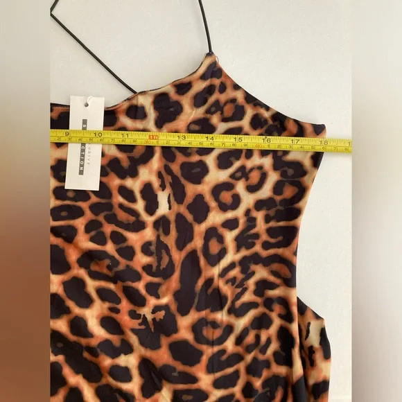CBR | NWT Chic /Boutique /Rose Leopard Spaghetti Strap Bodycon Dress - Picture 7 of 7